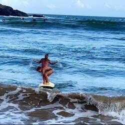 1. Surfversuche mit Steffens Hilfe, war ganz schön schwer