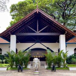 We are greeted by an elephant when we arrive at the Brunton Boatyard Hotel — Kochi, India.