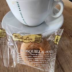 Coffee comes with a kind of donut