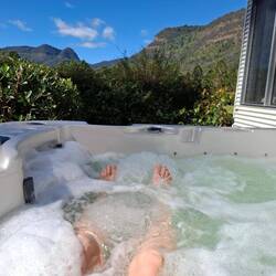 Relaxing in the spa and admiring the view!