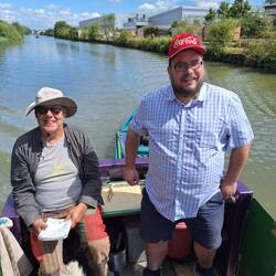 Will took a break and Tom enjoyed his day at the tiller