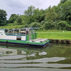 A parking space for a car on the back of this boat!