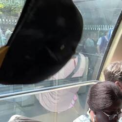 Riding the funicular up to Sacre Couer.