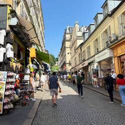 The street from the Metro to the foot of Sacre Couer.