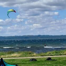 Quite windy. The wind and kite surfers we're loving it
