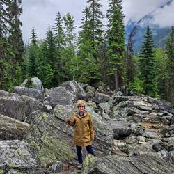 Me on the Rockgarden Trail in the drizzle