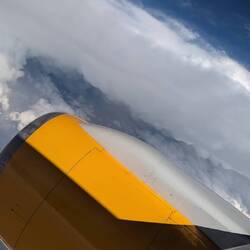 Flying over some storm clouds.