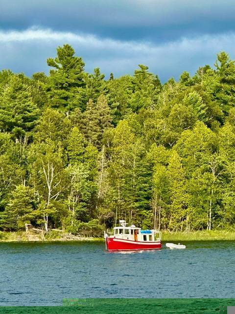 Hogsbreath looking pretty anchored by Norm and Elaines cottage.