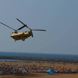 Mit diesem Hubschrauber wurden die Fallschirmspringer hochgebracht