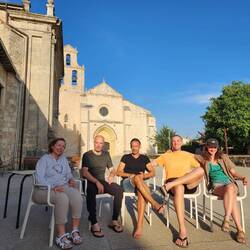 myself, Domingo (Portugal), Ernõ (Hungary), Giacomo (Italy), Pauline (tenting the camino : Belgium)