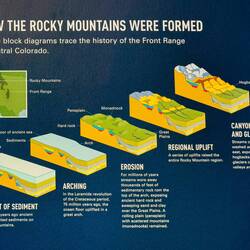 Info panel at the museum explains how the Rockies were formed.