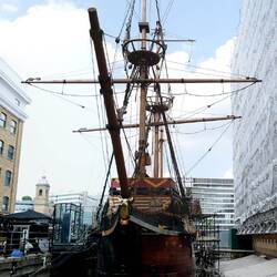 Francis Drakes Flagschiff, die "Golden Hinde". Leider nur ein Nachbau