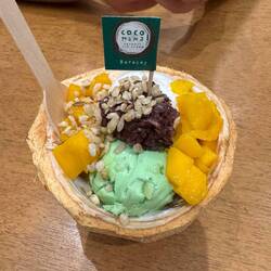 Coconut ice cream for dessert