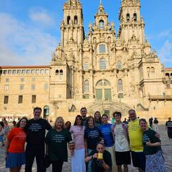 At the cathedral in Santiago- we all made it!❤️