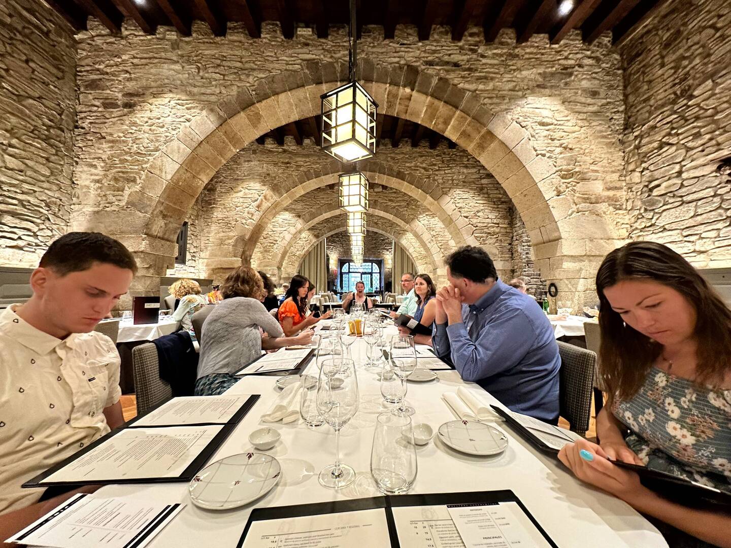 Our group dinner at the parador in Santiago
