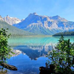 Mountains reflecting in lake