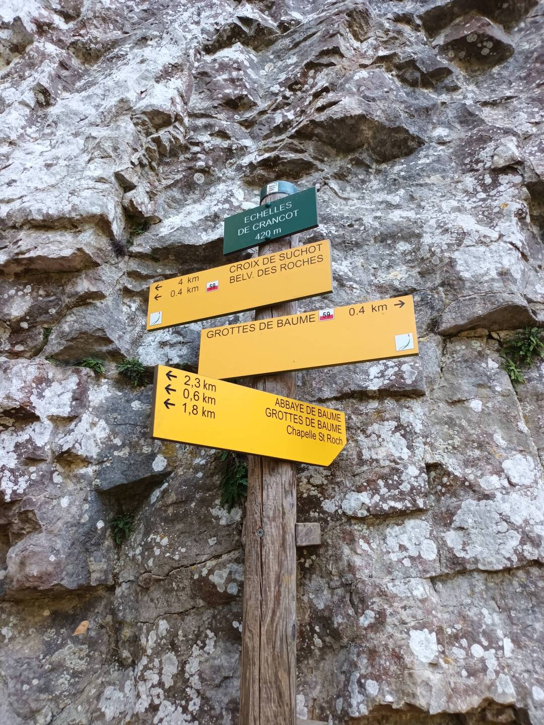 A mi chemin des grottes de Baume et le belvédère des Roches