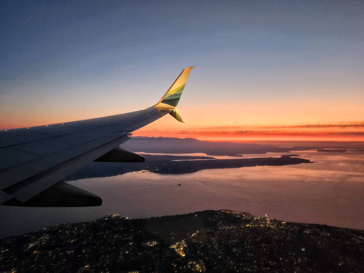 Sunset as we were landing in Seattle