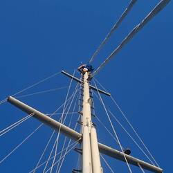 Mathieu en haut du mât de 17 mètres