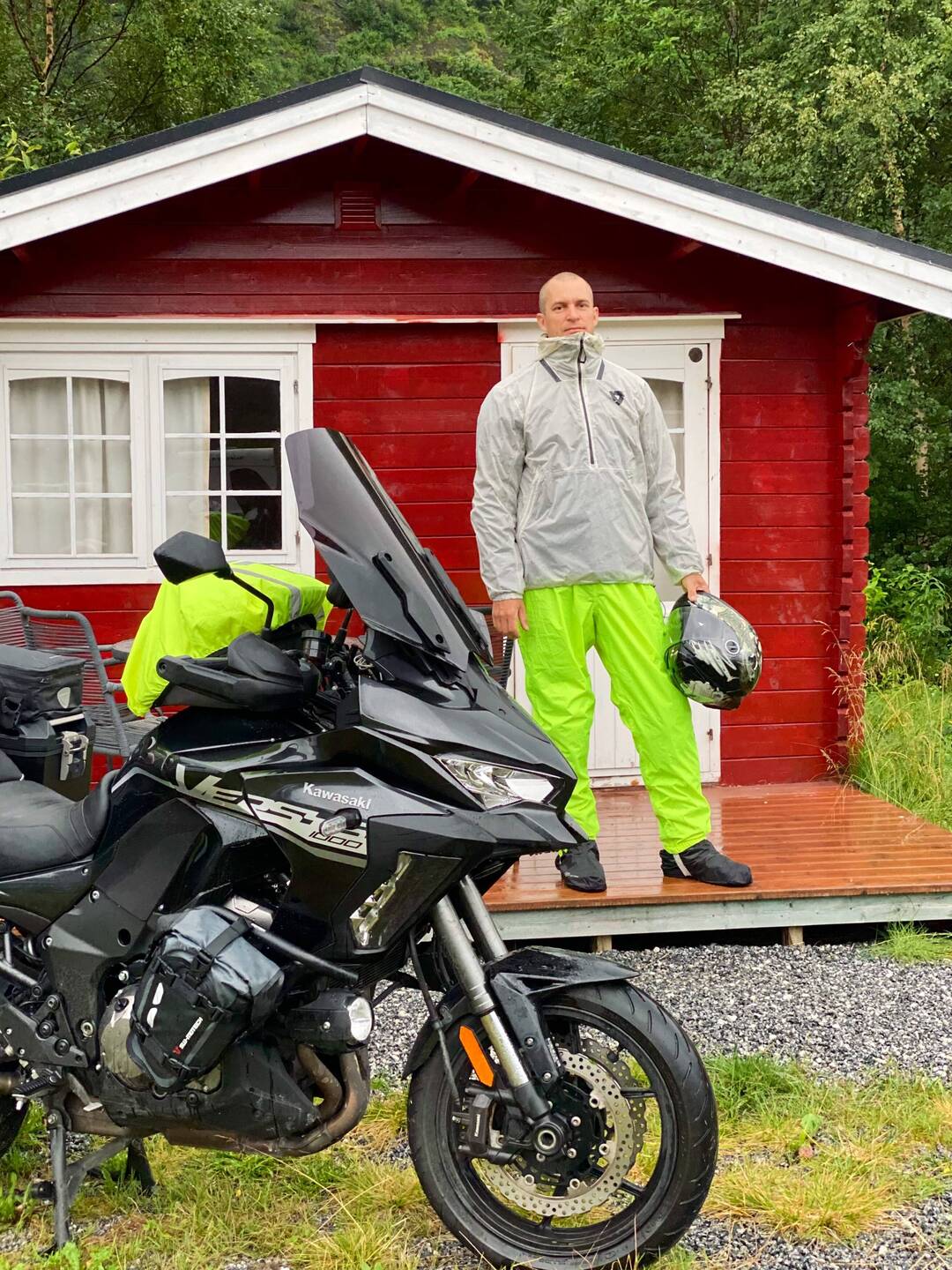 Øyra Camping, 09:05. Wir verlassen unsere Hütte.