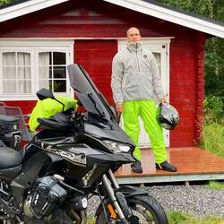 Øyra Camping, 09:05. Wir verlassen unsere Hütte.