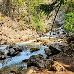 Distant waterfall at creek