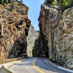Sinclair Canyon - widened by pickaxe for original one-lane road in 1911