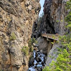 Wider view of Sinclair Canyon and road