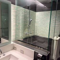 My shower stall at the AA Flagship Lounge.