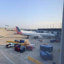 View of the tarmac at ORD from the AA Flagship Lounge.