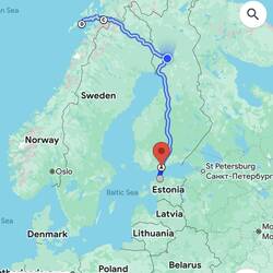 Trying to get from Helsinki (A) to Lofoten Islands Norway (D) was quite the challenge