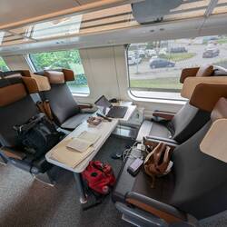 Train from Helsinki to Rovaniemi. Watch out - the Clampets have moved in!