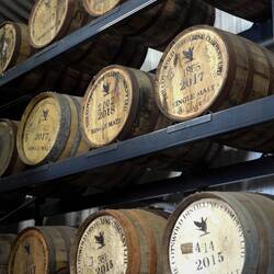 Some of these whisky barrels are owned by investors, you can see their signatures on the ends.