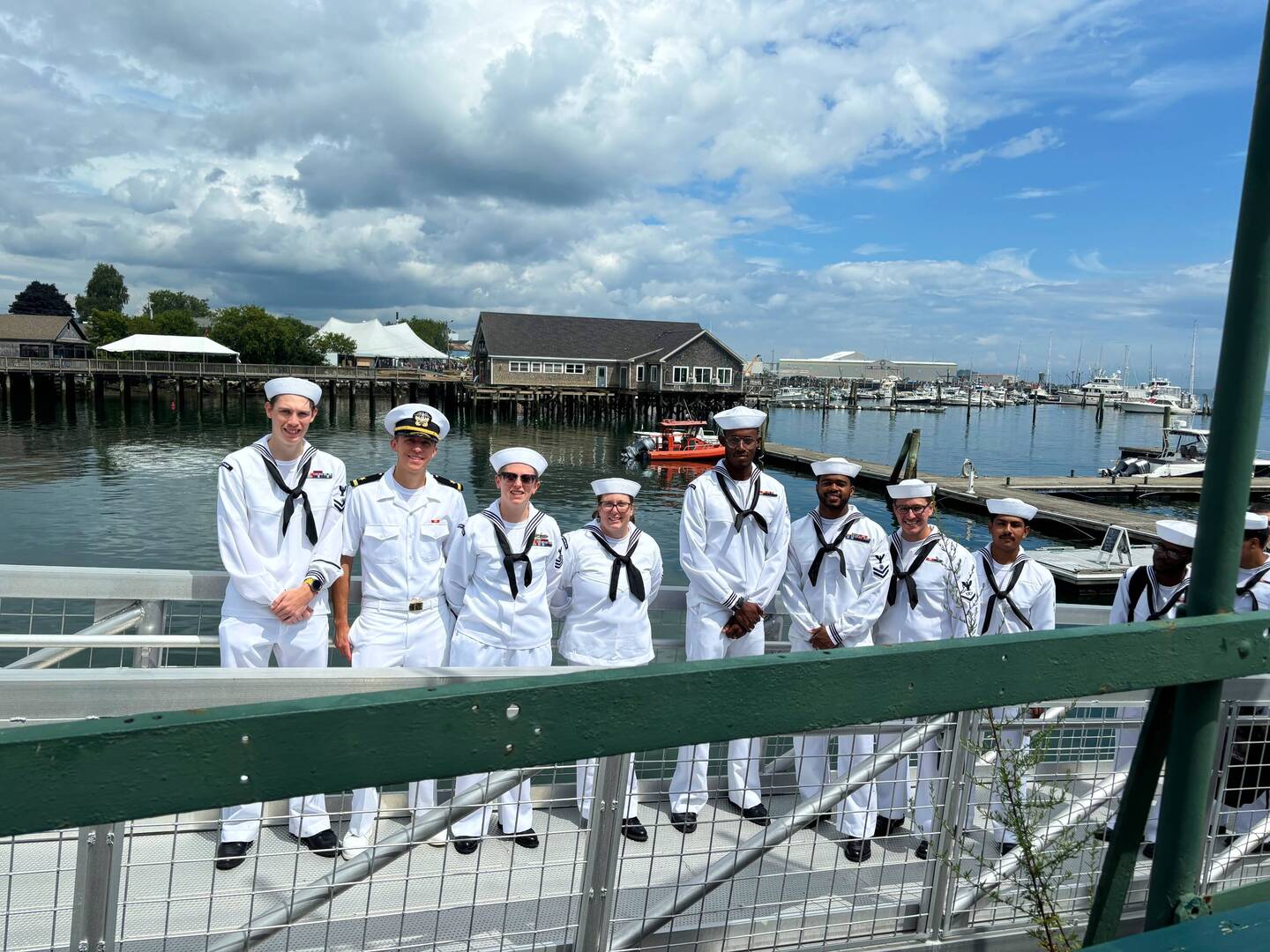 Navy midshipman getting off the Delbert D Black ship