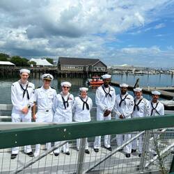 Navy midshipman getting off the Delbert D Black ship