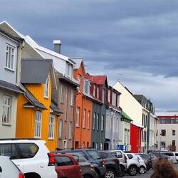 A street in Reykjavik showed more colour than the drab concrete elsewhere