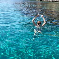 Doing the Fearless heart hands in the water is harder than it might seem