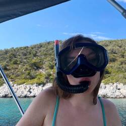 Me about to snorkel- I know I look a fool. Blame Lily.