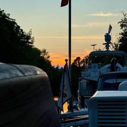 Sunset over the boat
