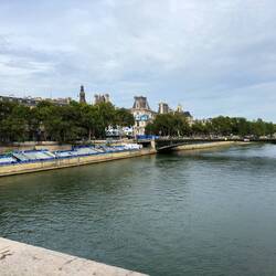 Spectator stands along the Seine for the Opening Ceremony. I took this photo the day before.