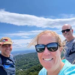 High winds kept us cool and nearly blew off our hats