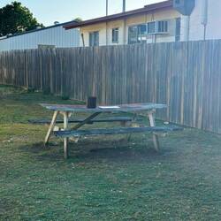Grass patch comes with dining table!