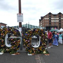 Gloucester Quays had made an effort with these big GQ flowers and produce letters