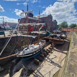 Beautiful sailboat in Gloucester dry dock