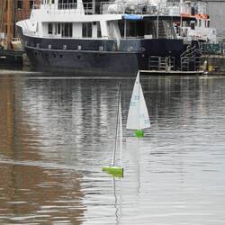 From big boats to little boats. Enthusiasts letting their models loose in the dock.