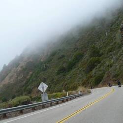 Early morning fog coming out of LA thru the hills of Malibu