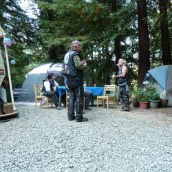 There was an outdoor shower among the Redwoods, some that they showed us had bear claw marks on them