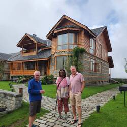 John Bessie and Brian outside our chalet
