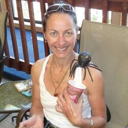 Maa at the pool side with "Spidey: