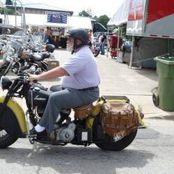 Motorcycles of all makes and sizes, but Harley Davidson models are in the majority